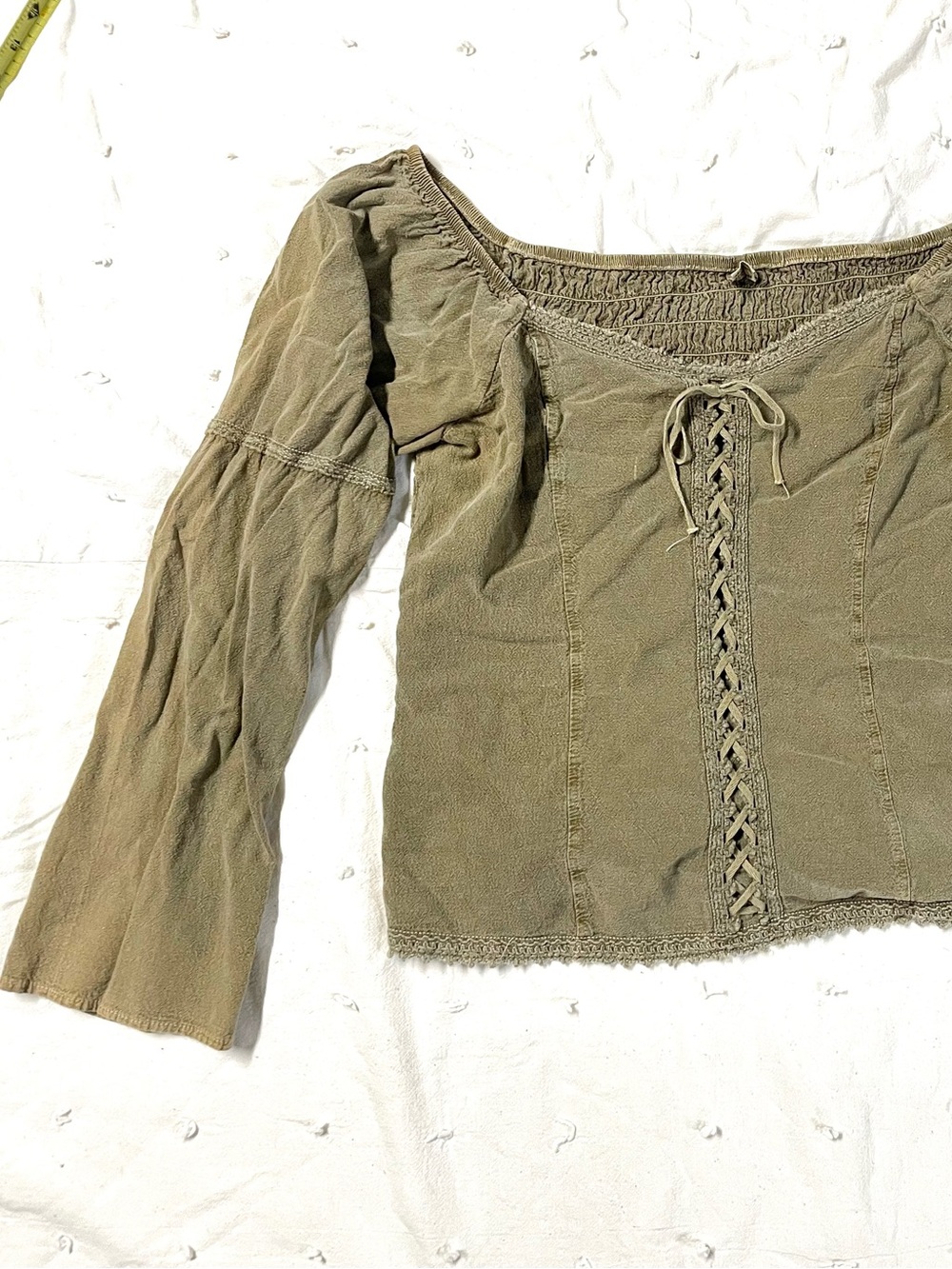Renaissance fairy ruched back off shoulder top